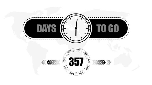 357 Days to go countdown timer icon.Minimal countdown timer animation days to go.Count time display with numbers sale, label button ,promotion clock sign business concept.