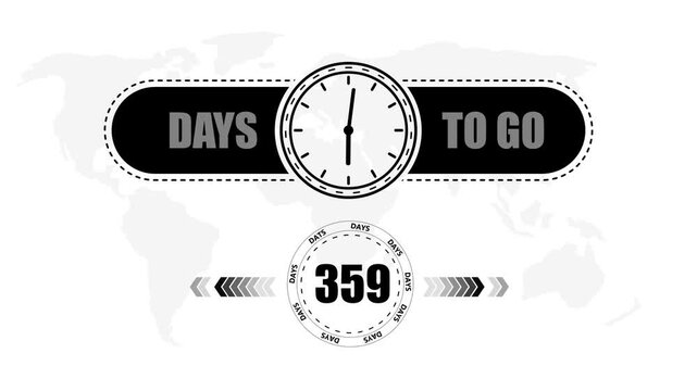 359 Days to go countdown timer icon.Minimal countdown timer animation days to go.Count time display with numbers sale, label button ,promotion clock sign business concept.