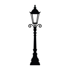 Obraz premium Classic black silhouette of an ornate victorian street lamp