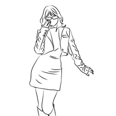 Expressive Dress Pose Line Art, Captivating silhouette of a person with fluid lines, great for artistic and contemporary designs.
