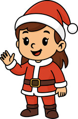 Cartoon character of a young girl wearing a Santa outfit