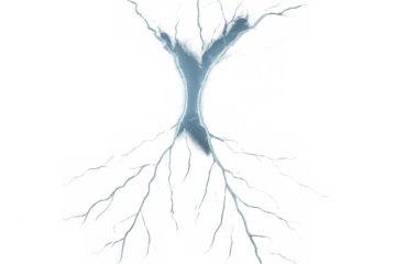Dynamic blue water splash forming an abstract hourglass shape, liquid element pouring and separating, transparent background