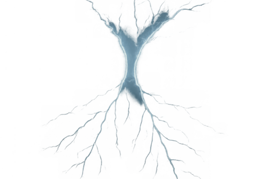 Dynamic blue water splash forming an abstract hourglass shape, liquid element pouring and separating, transparent background