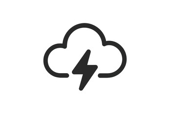 Weather forecast cloud icon showing lightning bolt graphic symbol from a stormy sky and thunder background, transparent png