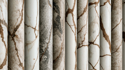 Minimalist row of cylindrical marble columns
