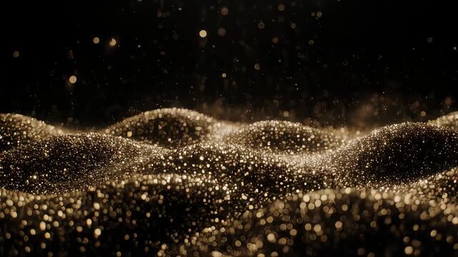 Sparkling Golden Glitter Waves: Abstract Luxury Background Animation