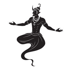 Black djinn genies Silhouette Vector, High Quality Illustration on White Background