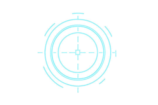 Futuristic target crosshair holographic display element visualizing aiming, focus, and precision in augmented reality hud system