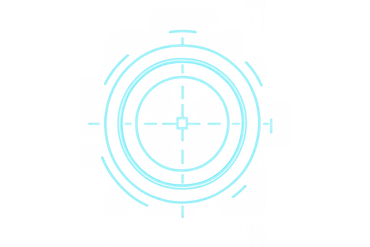 Futuristic target crosshair holographic display element visualizing aiming, focus, and precision in augmented reality hud system