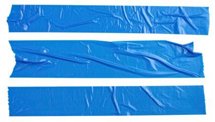 single blue Clear adhesive tape strip isolated on white