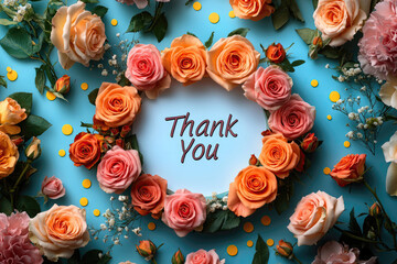 A Floral Thank You Card with Roses and Polka Dots