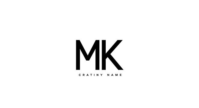 Bold black initials "MK" and smaller text "Gratiny Name" on a clean white background - Powered by Adobe