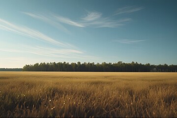 Cinematic Realistic Grassy Plain Under Bright Sky