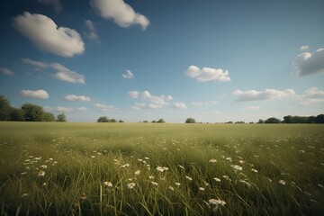Cinematic Realistic Grassy Plain Under Bright Sky