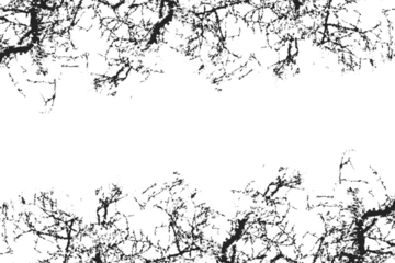 Grunge cracked texture border with distressed ink splatter design. Abstract rough cracks forming frame on white background. High-contrast black grunge edge overlay for design projects.