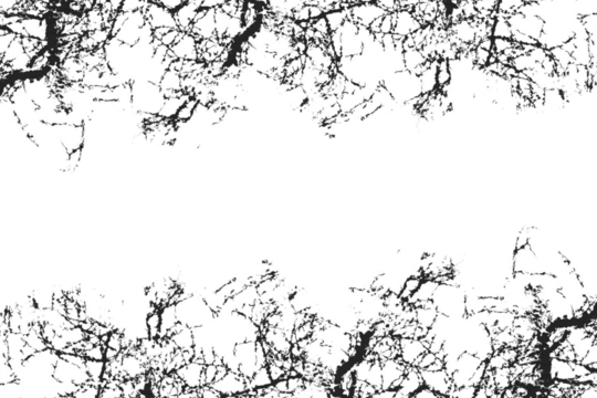 Grunge cracked texture border with distressed ink splatter design. Abstract rough cracks forming frame on white background. High-contrast black grunge edge overlay for design projects.