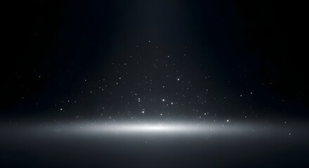 An abstract, dark, blue background of a glowing galaxy in space with a looping nebula and bright stars