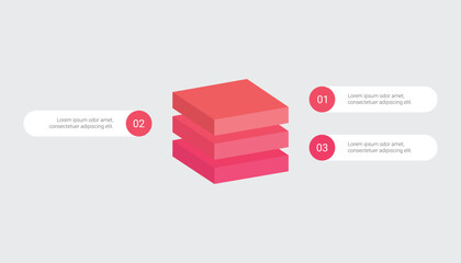 3D Layered Block Infographic Design with Three Steps