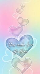 Pastel Gradient Background with Floating Hearts and Romantic Message.