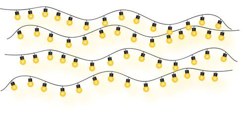 String lights glowing garland for holiday celebration decoration element