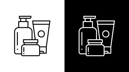 Skin Care Products White Icon Set Design
