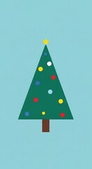 Festive Christmas Tree Illustration with Colorful Ornaments and Star.