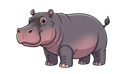 Fototapeta premium Cartoon hippopotamus illustration isolated on a transparent background for design
