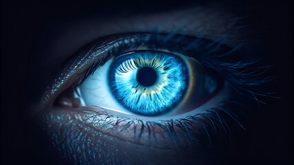 Mesmerizing blue eye close-up reveals incredible detail, perfect for captivating storytelling, conveying emotion, and adding depth to creative projects