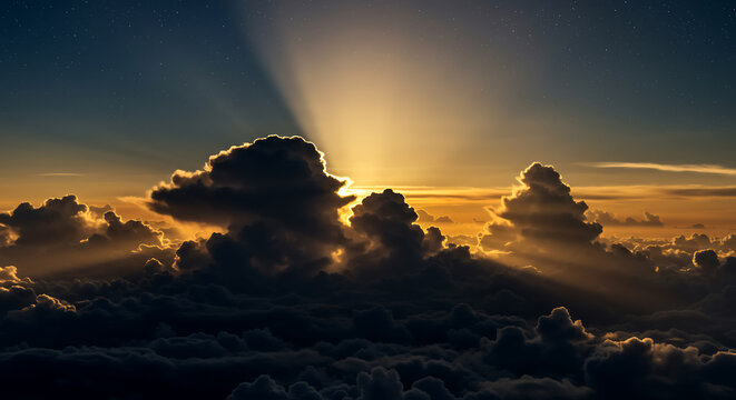 Dramatic clouds at sunset