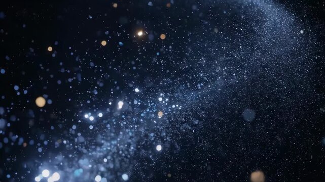 Sparkling Cosmic Trail: Dynamic Particle Stream in Deep Space, Abstract Motion