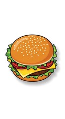 Delicious Burger with Sesame Seed Bun and Fresh Ingredients.