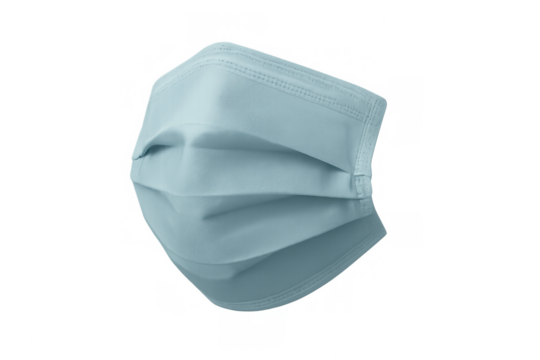 Medical surgical face mask providing protection against covid-19 virus and diseases, transparent background - Powered by Adobe