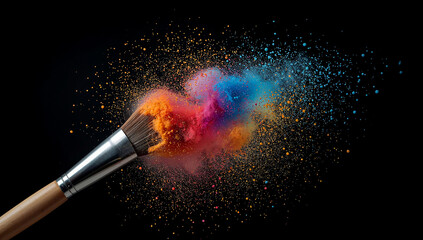 Obraz premium Paintbrush releasing a vibrant cloud of color