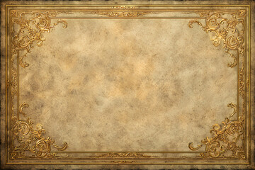 Elegant Golden Ornate Frame with Aged Paper Texture