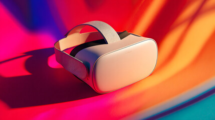 VR Headset on a Vibrant Gradient Background