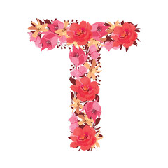 Vector floral letter, capital character 