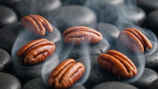 Pecan Nut Food Ingredient Smoke Aroma, Warm Comfort, Inviting Natural Essence � Delicate Aroma, Cozy Relaxation, Culinary Delight, Sophisticated Indulgence for Food Lovers, Steamed, Releasing Gentle