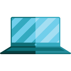 Modern Teal Laptop with Reflective Screen and Geometric Design on a Transparent Background Isolated Digital Device