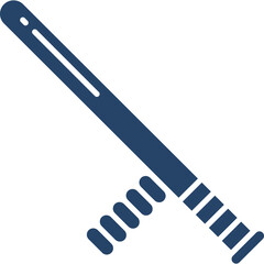 Navy Blue Police Baton Or Nightstick With Grooved Handle On Transparent Background Symbolizing Law Enforcement And Authority