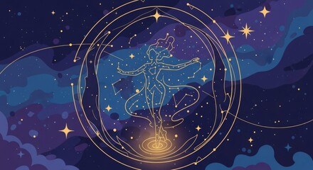 Mystical Celestial Serpent Constellation in Cosmic Night Sky.