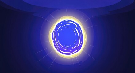 Mystical energy core pulsating with vibrant blue and yellow light.