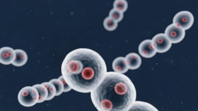 Streptococcus Bacteria Microscopic View Cellular Biology of Infectious Microorganism, Health and Disease Science, Spherical Cells Chains, Growth Division, Biological Complexity, Medical Research