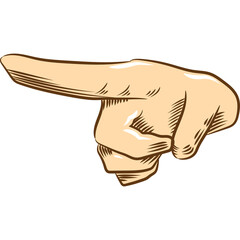 Human Hand Pointing Right With Transparent Background Detailed Sketch Style