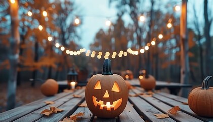 Festive halloween pumpkin carving  close up of hands crafting intricate designs in warm light