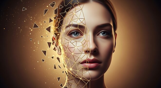 Digital Transformation - Womans Face Merged with Technology. - Powered by Adobe