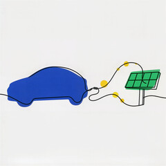 Electric vehicle charging at home with solar energy innovative technology modern environment creative viewpoint