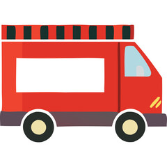 Red Food Truck With Black Accents On A Transparent Background With White Space For Text Ideal For Delivery Services