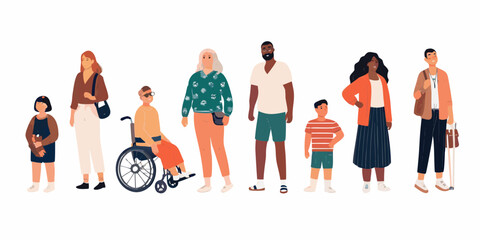 Diverse group of people standing together representing inclusion and community