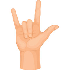 Human Hand Gesturing I Love You Sign With Fingers Extended And Thumb Held To Palm Against A Transparent Background Isolated View