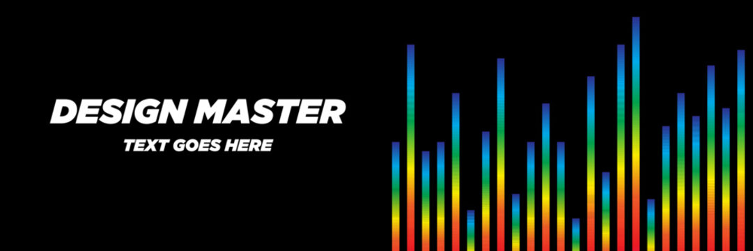 Rainbow Wavy Line Pattern &ndash; Abstract Music Art Gradient Color and Fluid Geometric Vector Design